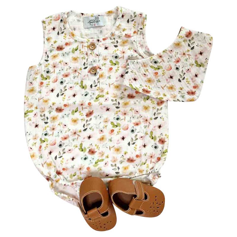 Mon.Amelissa - Bubble Muslin Flower Romper