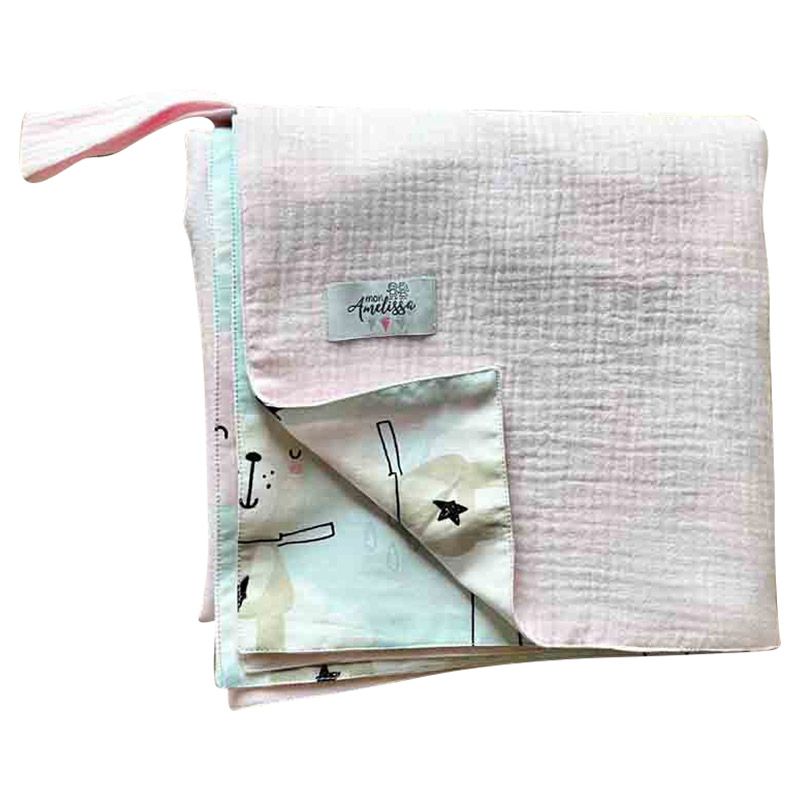 Mon.Amelissa - Baby Blanket Muslin Cotton 70cm - Pink Bears