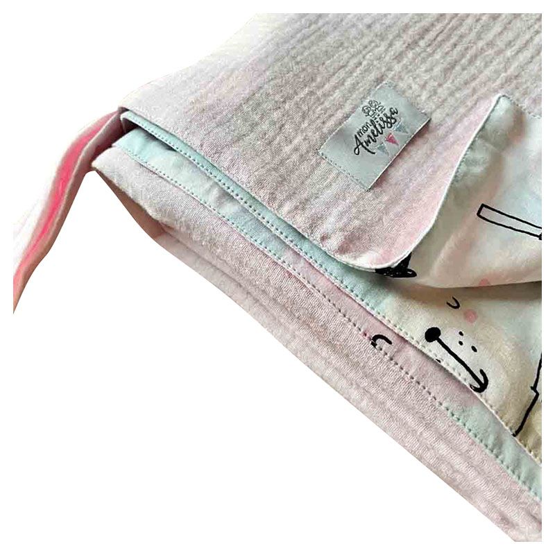 Mon.Amelissa - Baby Blanket Muslin Cotton 70cm - Pink Bears