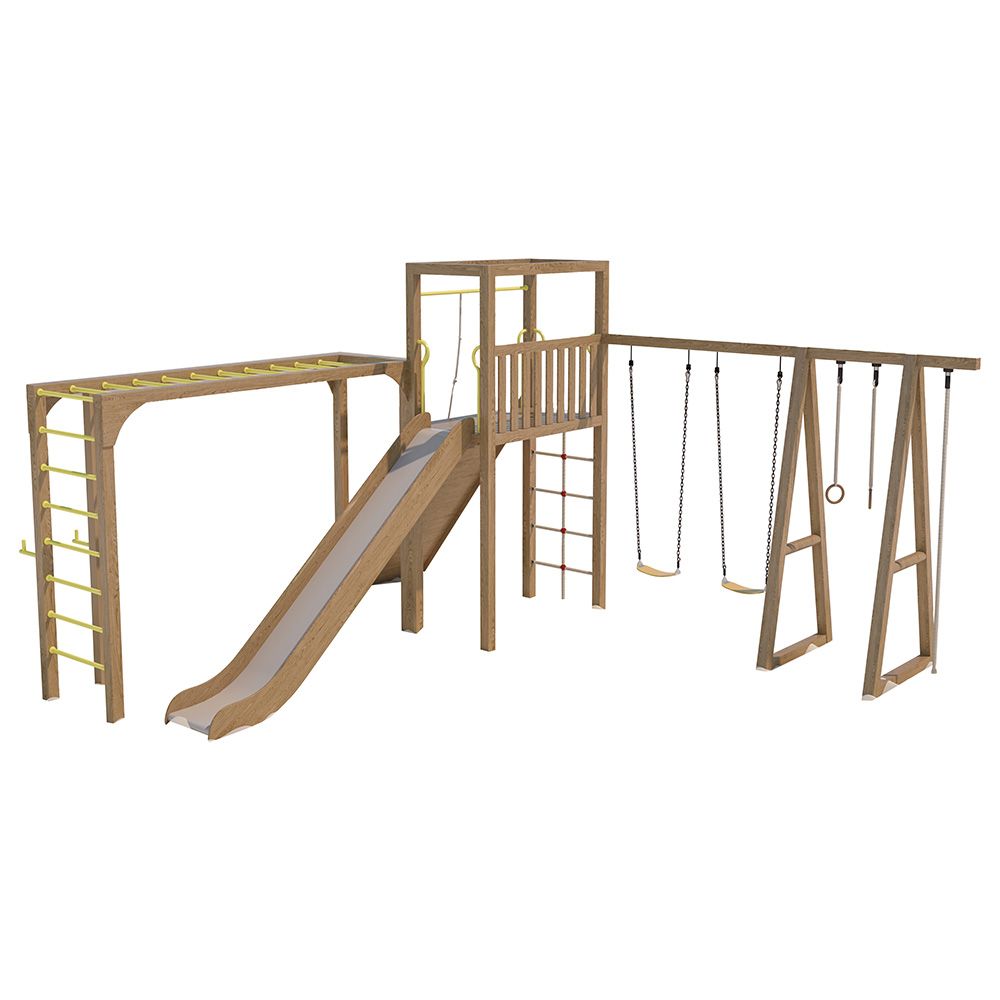 Moon Kids - Multi-Purpose Outdoor Play Structure - Brown