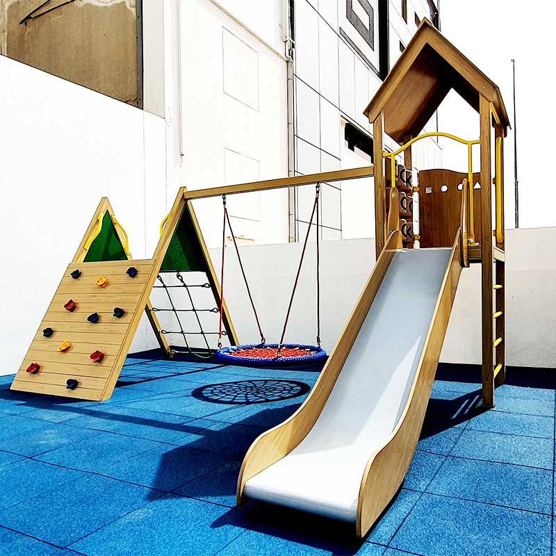 Moon Kids - Adventure Climbing Frame w/ Swing - Natural Wood