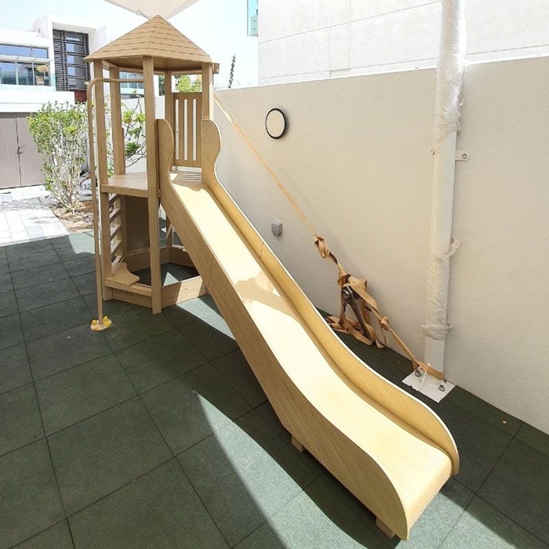 Moon Kids - Hexagonal Platform With Slide & Sandpit - Brown