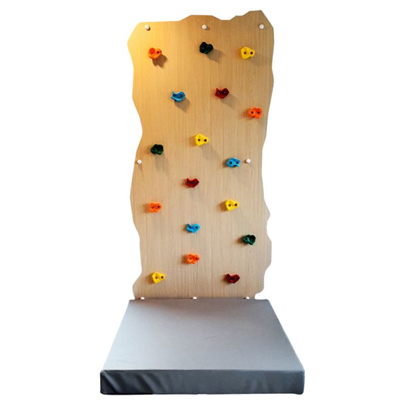 Moon Kids - Rock Face Climbing Wall, Safety Mat Natural Wood