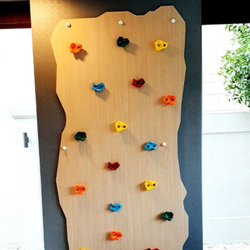 Moon Kids - Rock Face Climbing Wall, Safety Mat Natural Wood