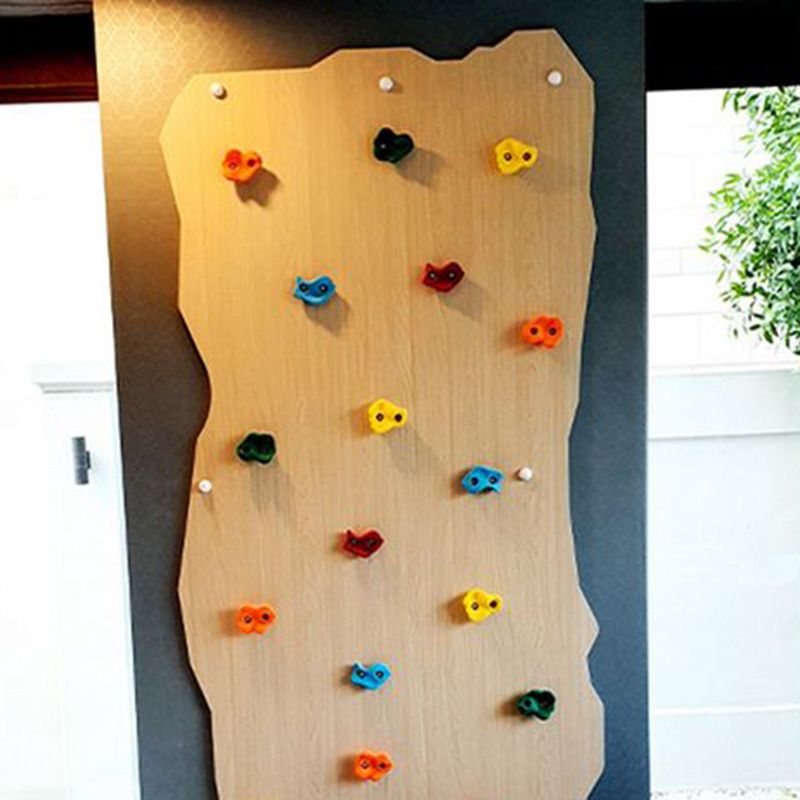 Moon Kids - Rock Face Climbing Wall, Safety Mat Natural Wood