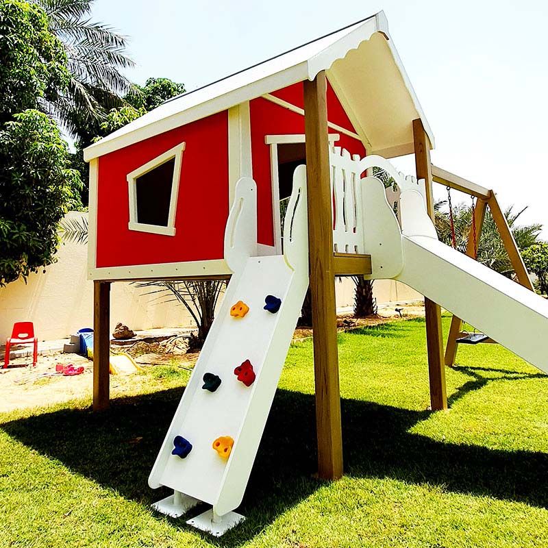 Moon Kids - Explorer Play House - Red/White/Natural Wood