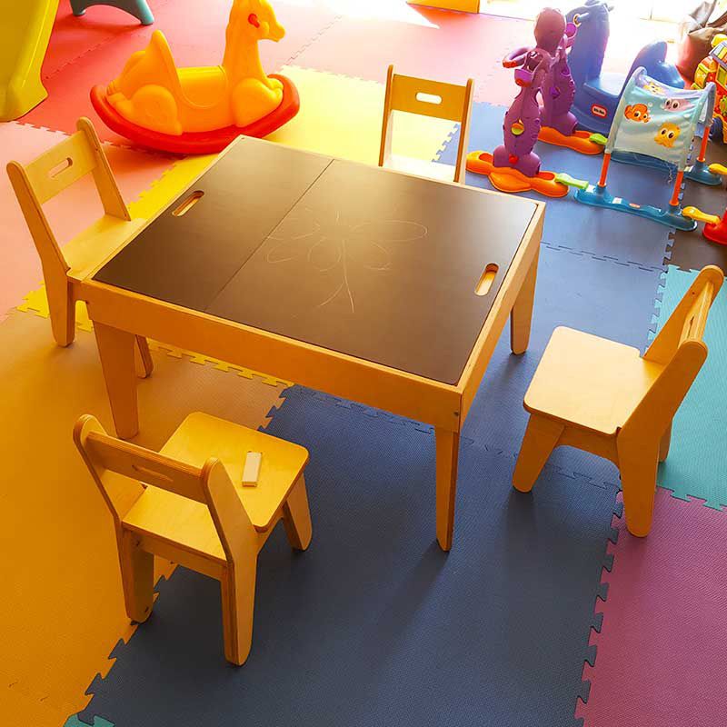 Moon Kids - Chalk Board Table Set - 1 Table & 4 Chairs