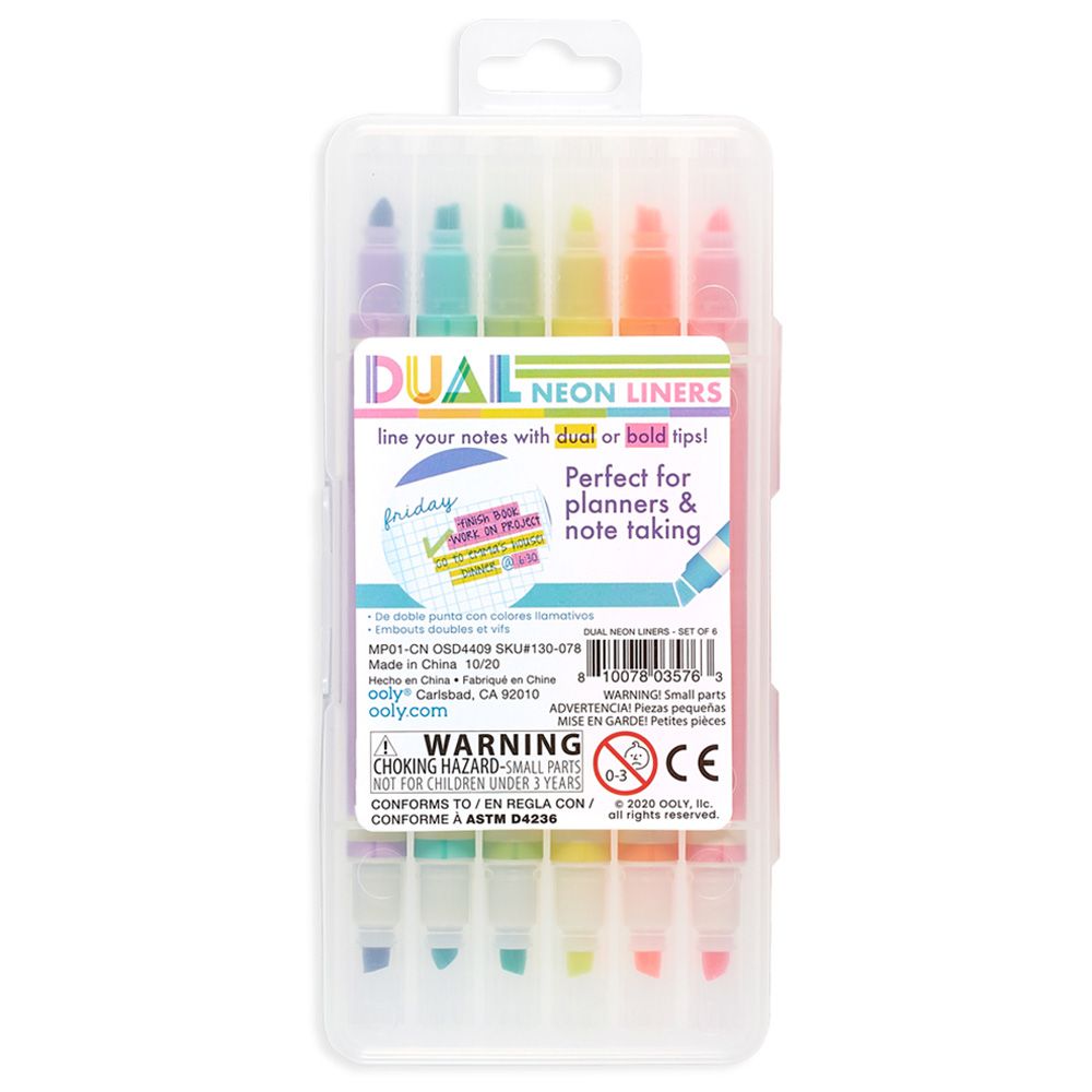 Ooly - Dual Liner Double Ended Neon Highlighters - Set Of 6