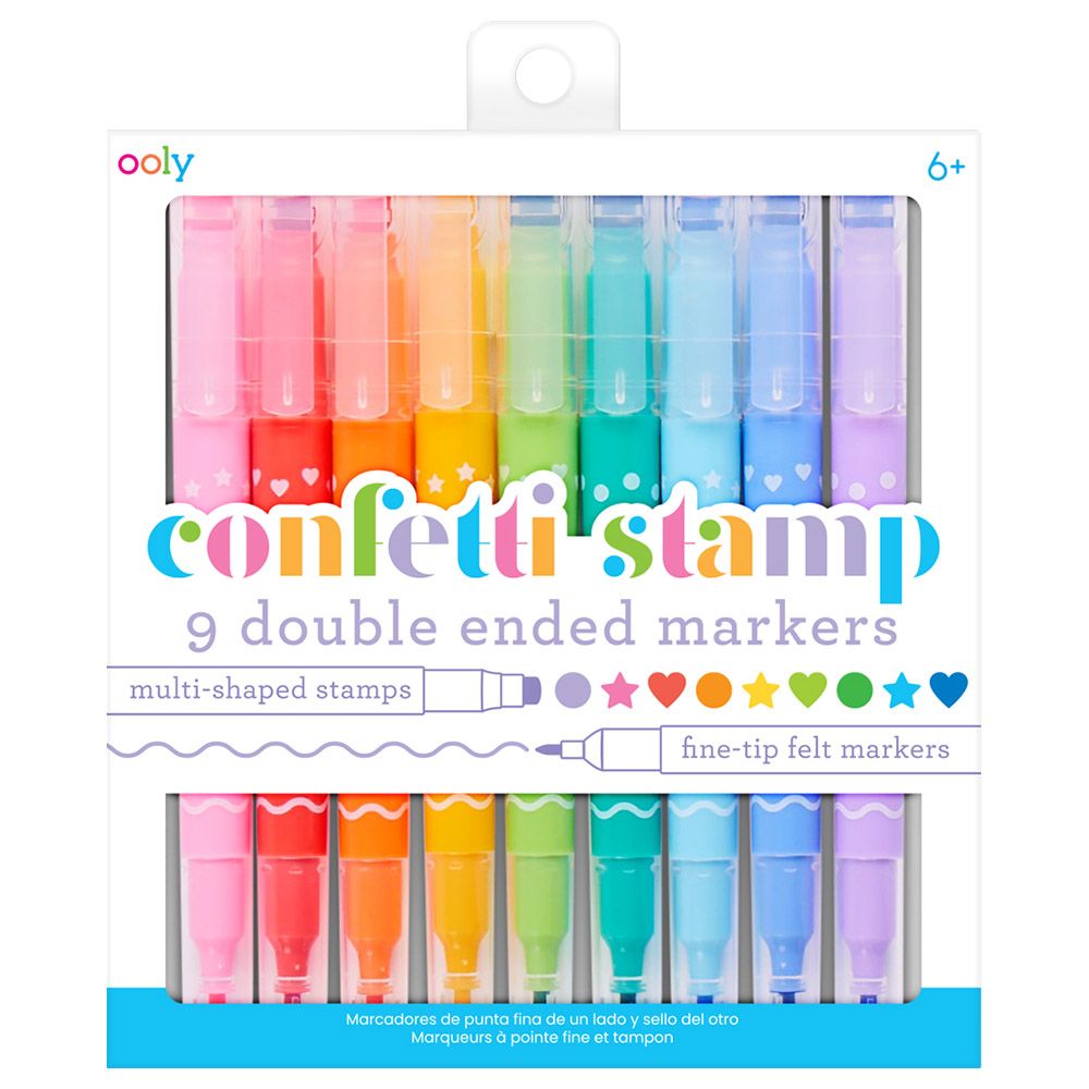 Ooly - Confetti Stamp Double Ended Markers - Set Of 9