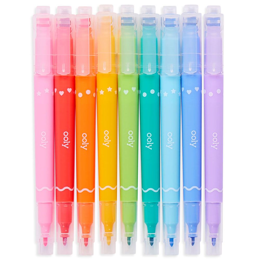 Ooly - Confetti Stamp Double Ended Markers - Set Of 9