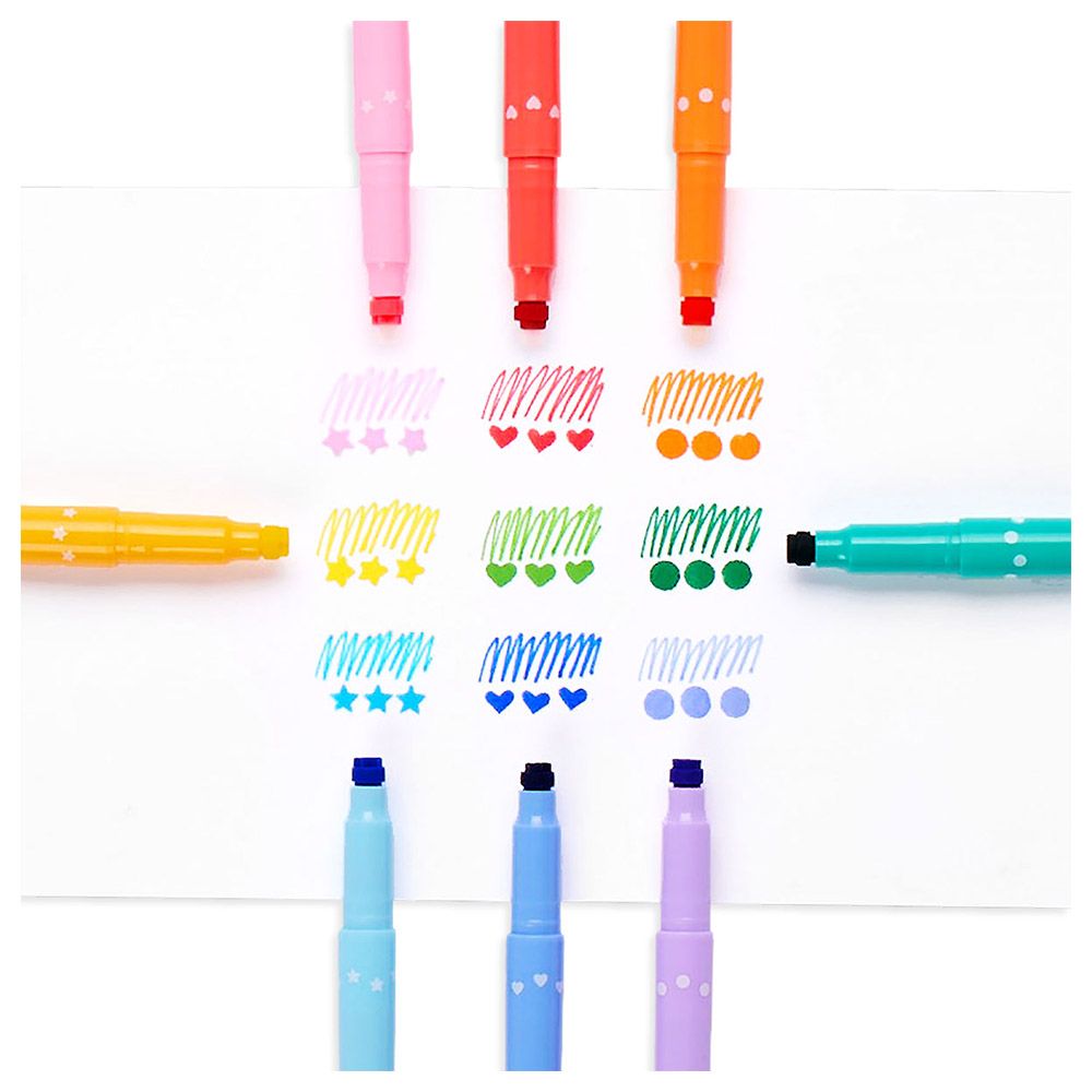 Ooly - Confetti Stamp Double Ended Markers - Set Of 9