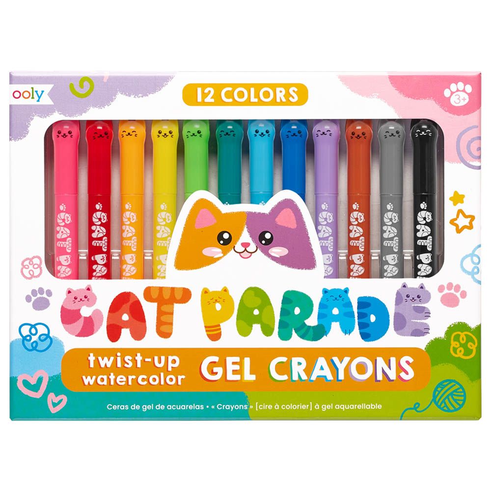 Ooly - Cat Parade Watercolour Gel Crayons - Set Of 12 