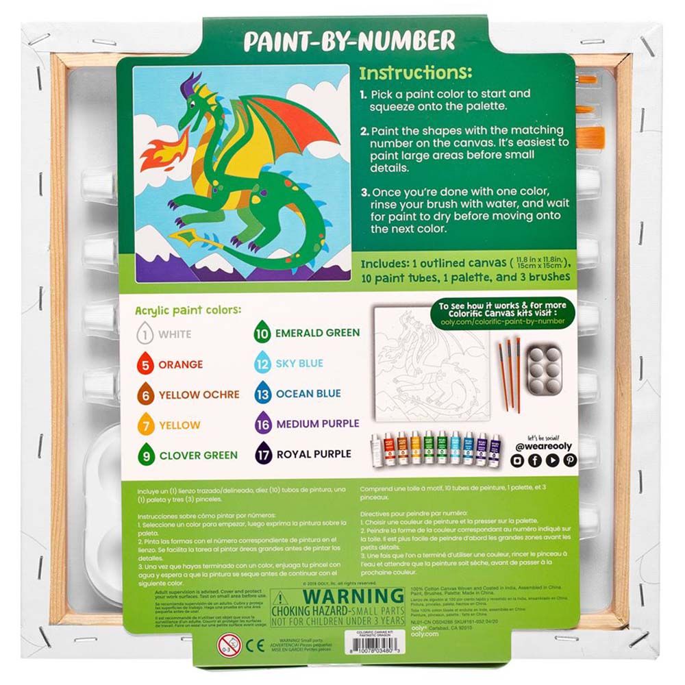 Ooly - Calorific Canvas Paint By Number Kit - Fantastic Dragon