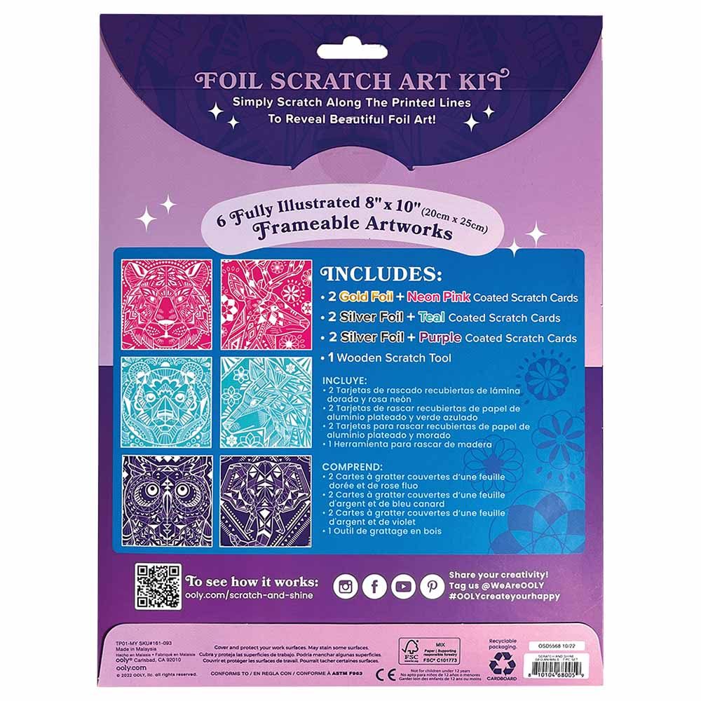 Ooly - Scratch & Shine Foil Scratch Art Kit - Geometric Animals