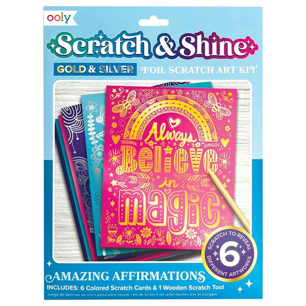 Ooly - Scratch & Shine Foil Scratch Art Kit - Amazing Affirmations