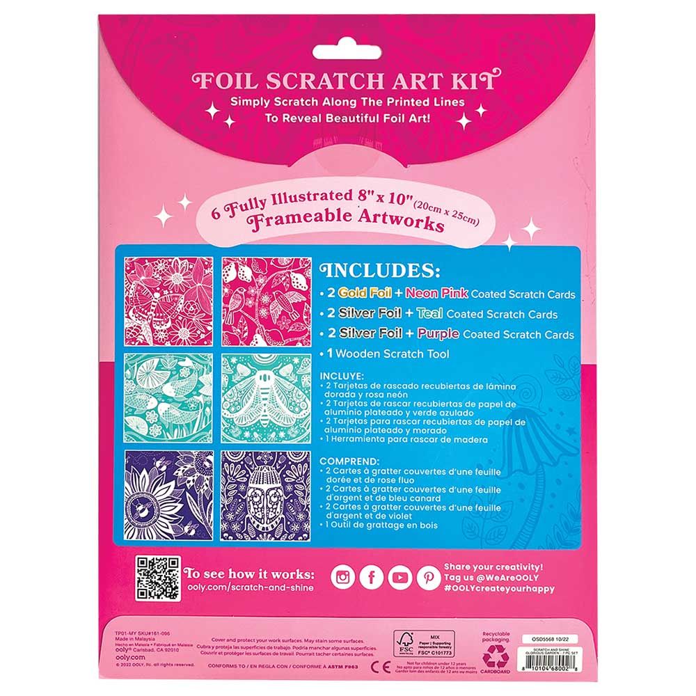 Ooly - Scratch & Shine Foil Scratch Art Kit - Glorious Garden