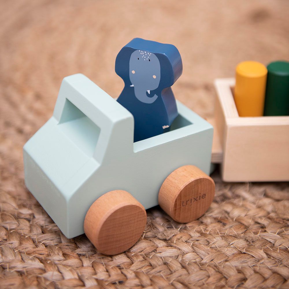 Trixie - Wooden Animal Car With Trailer