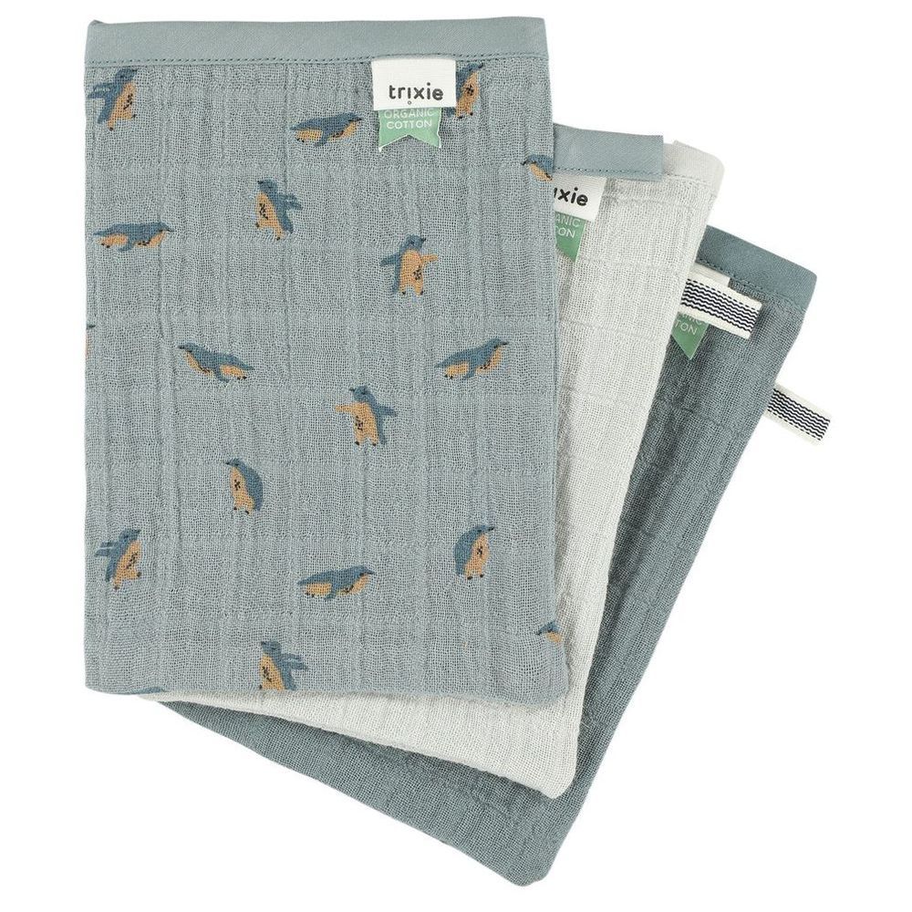 Trixie - Muslin Washcloths - Pack of 3 - Peppy Penguins