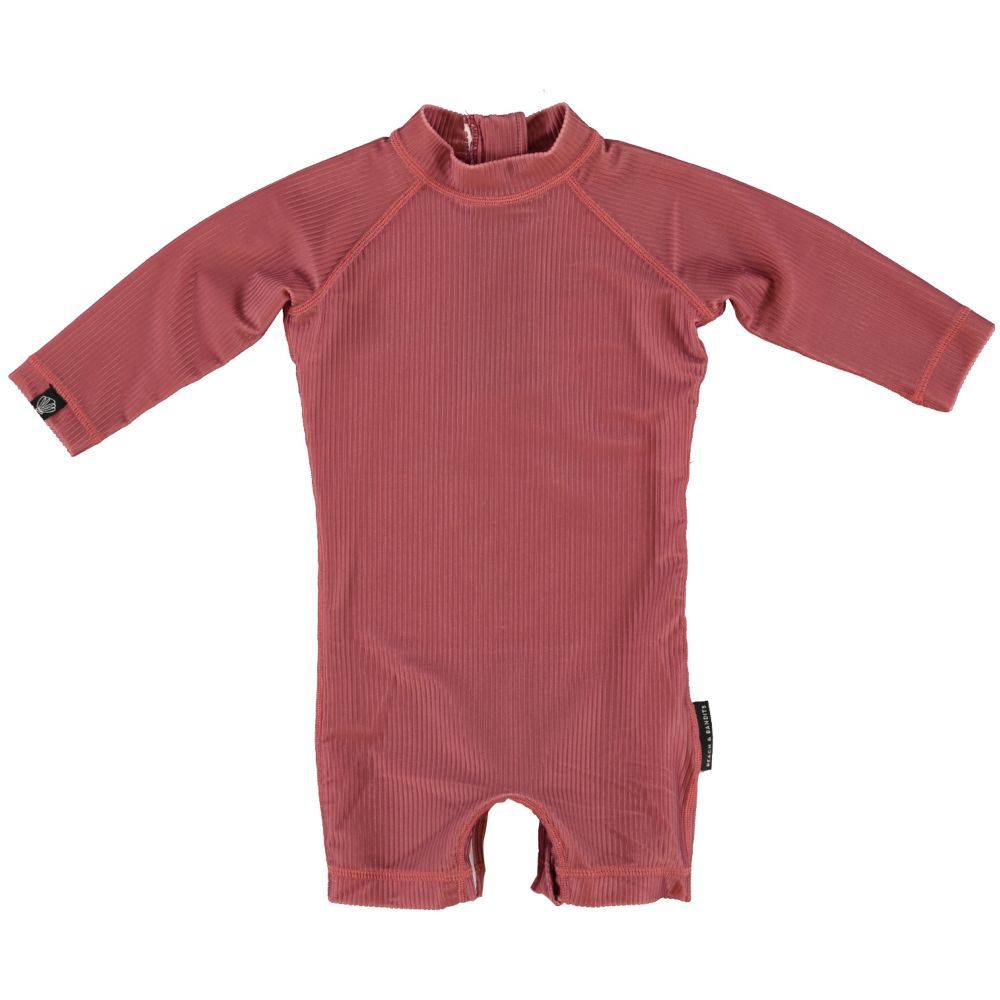 Beach & Bandits - Garnet Ribbed Baby Swimsuit - Long Sleeve