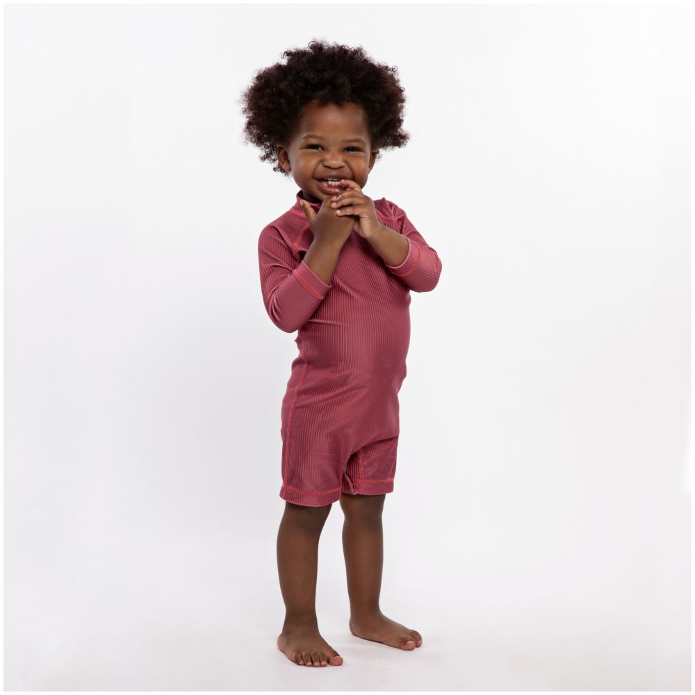 Beach & Bandits - Garnet Ribbed Baby Swimsuit - Long Sleeve