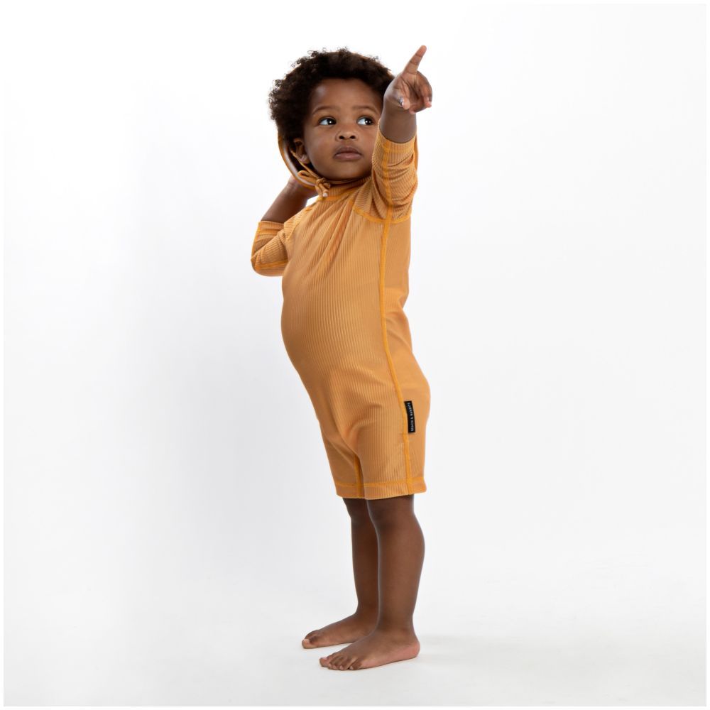 Beach & Bandits - Golden Ribbed Baby Swimsuit - Long Sleeve