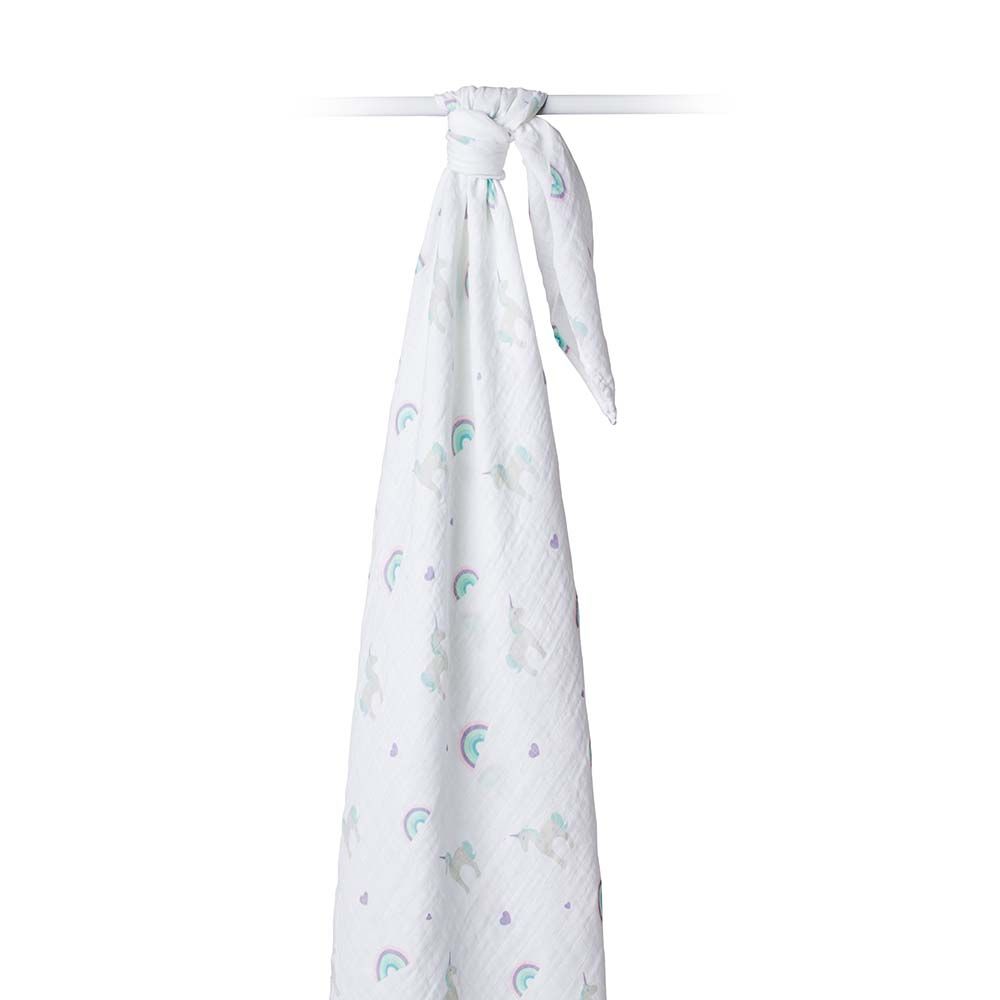 Lulujo - Muslin Swaddle - Rainbows & Unicorns - Girl