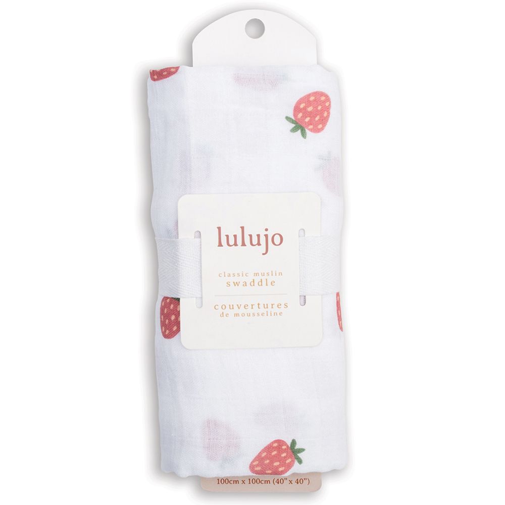 Lulujo - Muslin Swaddle - L - Strawberries