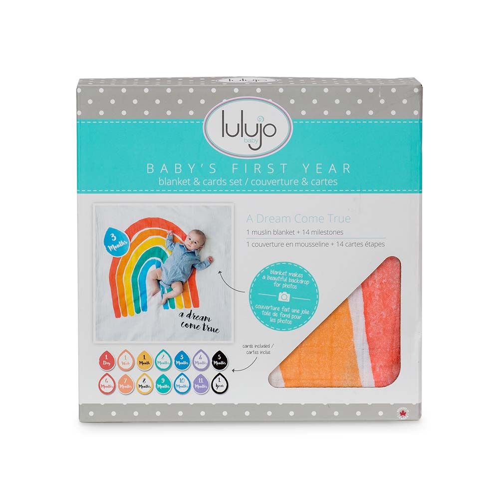 Lulujo - Baby's First Year Blanket&Cards Set - A Dream Come True