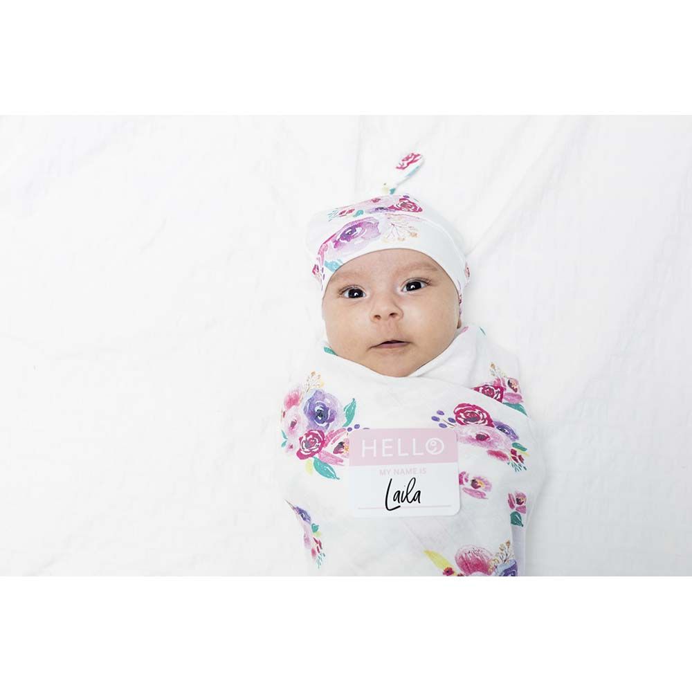 Lulujo - Bamboo Hat & Swaddle Blanket - Posies