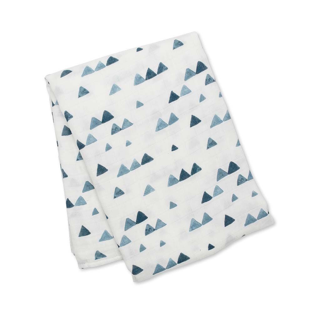 Lulujo - Bamboo Hat & Swaddle Blanket - Navy Triangles