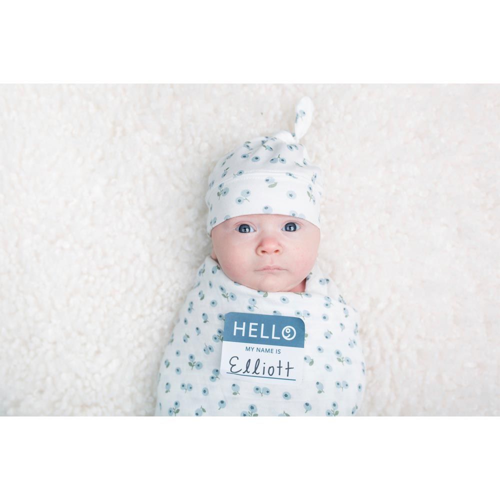 Lulujo - Bamboo Hat & Swaddle Blanket - Blueberries