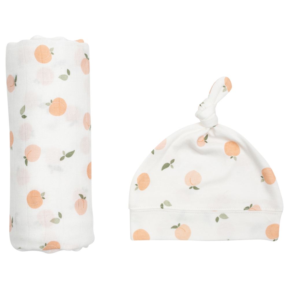 Lulujo - Hello World Swaddle & Hat Set - Peaches