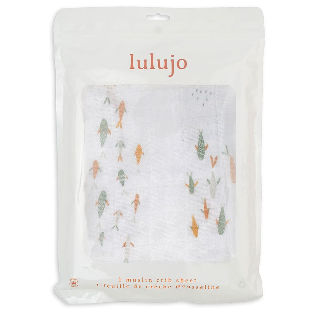 Lulujo - Muslin Crib Sheet 135 x 70 cm - Fish