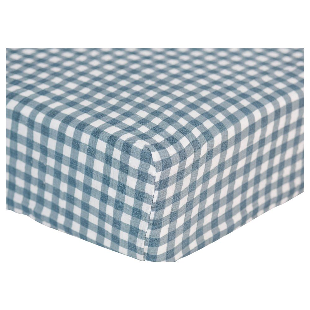 Lulujo - Muslin Crib Sheet 135 x 70 cm - Navy Gingham