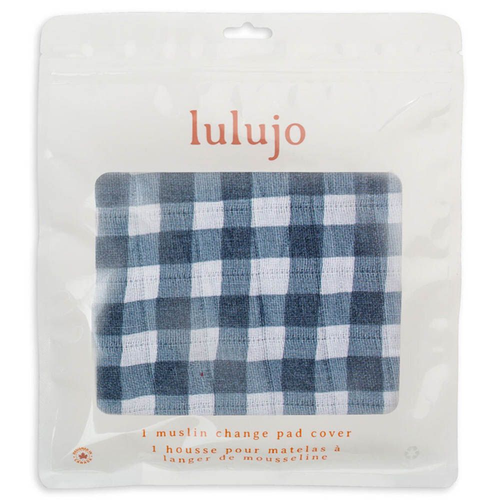 Lulujo - Muslin Change Pad Cover 80 x 40 cm - Navy Gingham