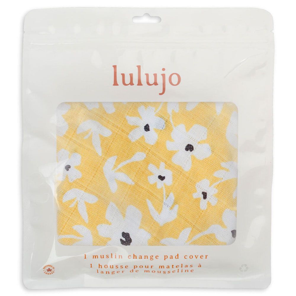 Lulujo - Muslin Change Pad Cover 80 x 40 cm - Yellow Wildflowers