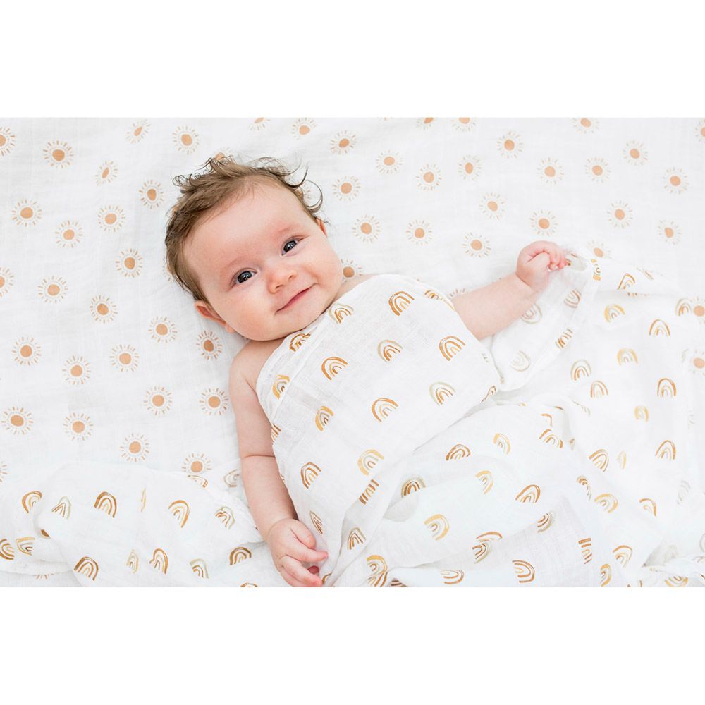 Lulujo - Cotton Swaddles - Pack of 2 - Daisy/Greenery