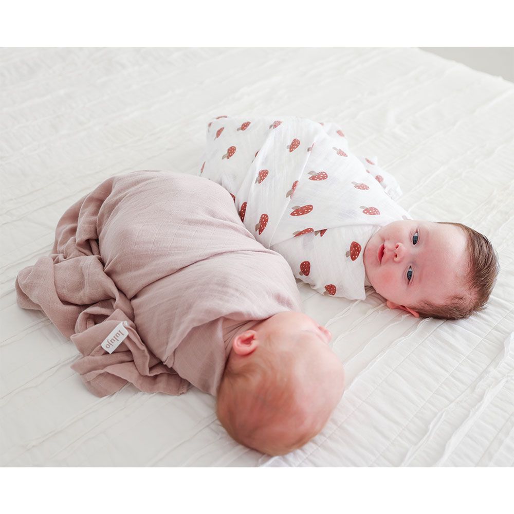 Lulujo - Pack of 2 Cotton Swaddles - Mushroom/Sand