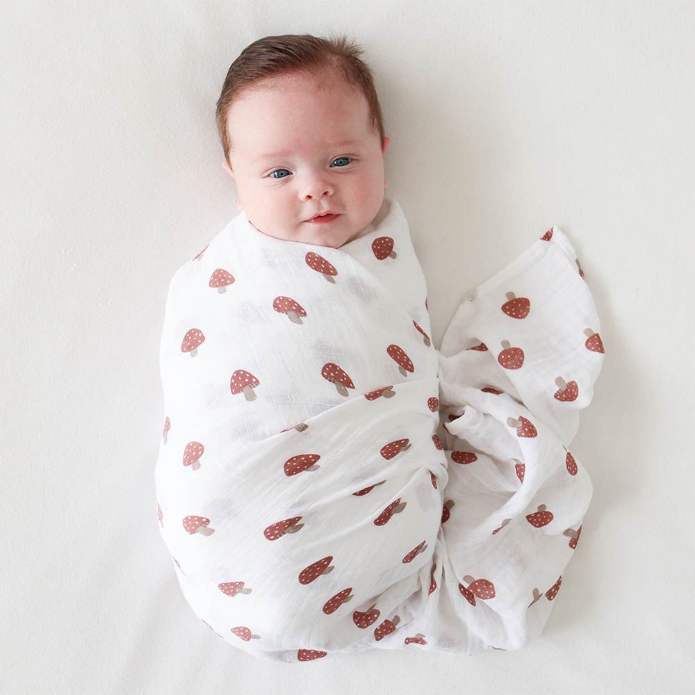 Lulujo - Pack of 2 Cotton Swaddles - Mushroom/Sand