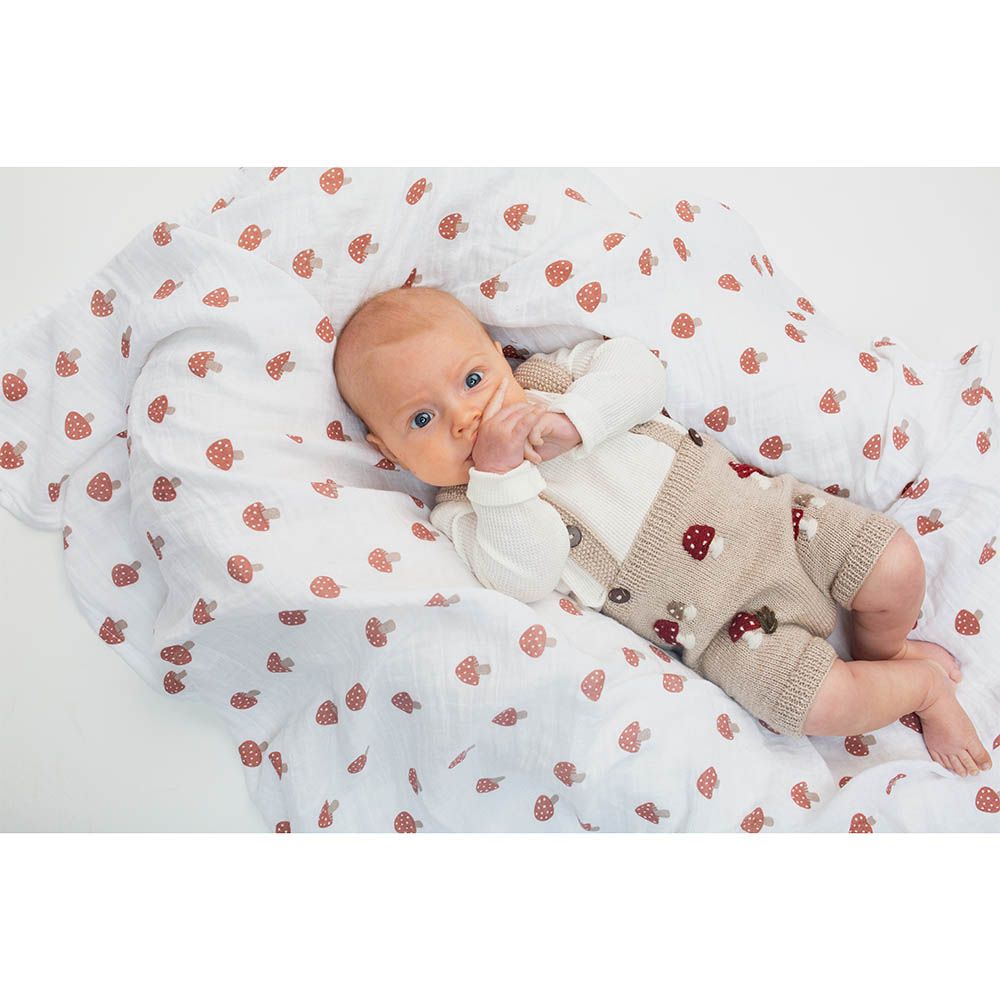 Lulujo - Pack of 2 Cotton Swaddles - Mushroom/Sand