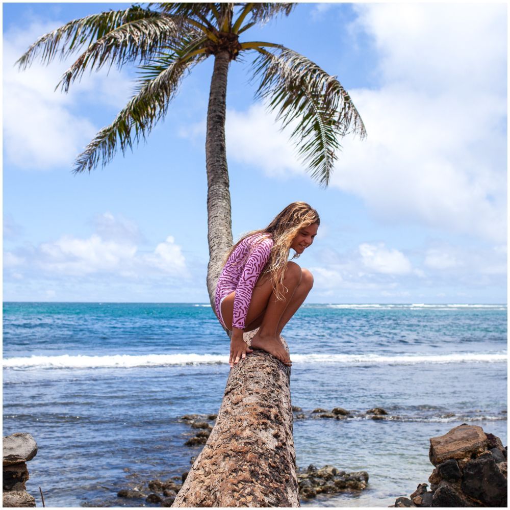 Beach & Bandits - Coral Floral Swimsuit - Long Sleeve