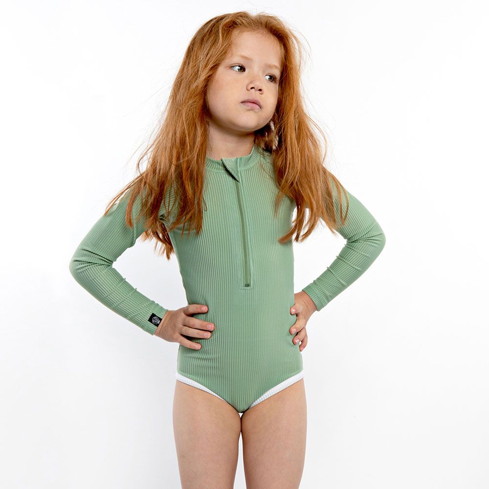 Beach & Bandits - Basil Ribbed Swimsuit - Green