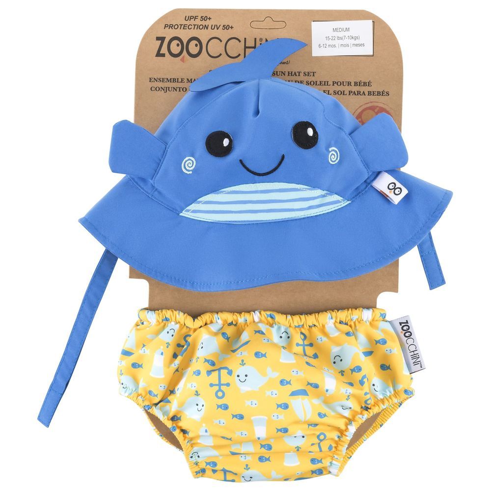 Zoocchini - Baby Swim Diaper & Hat Set - Whale