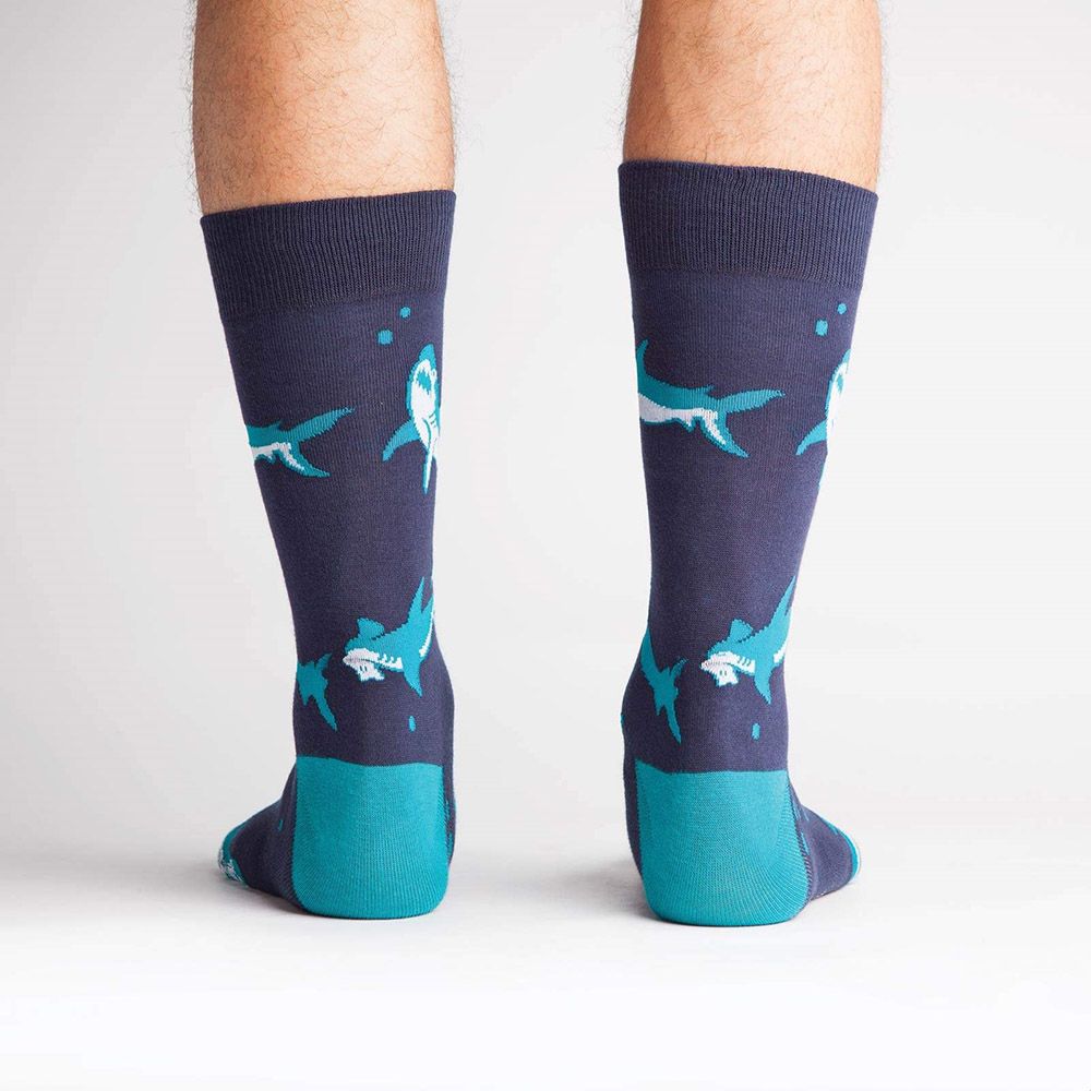 Sock It to Me - Men's Crew: Shark Attack - Blue