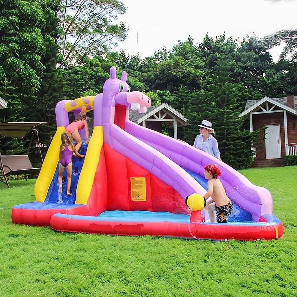 Myts - Inflatable Hippo Mega Bouncer Trampoline With Slide 