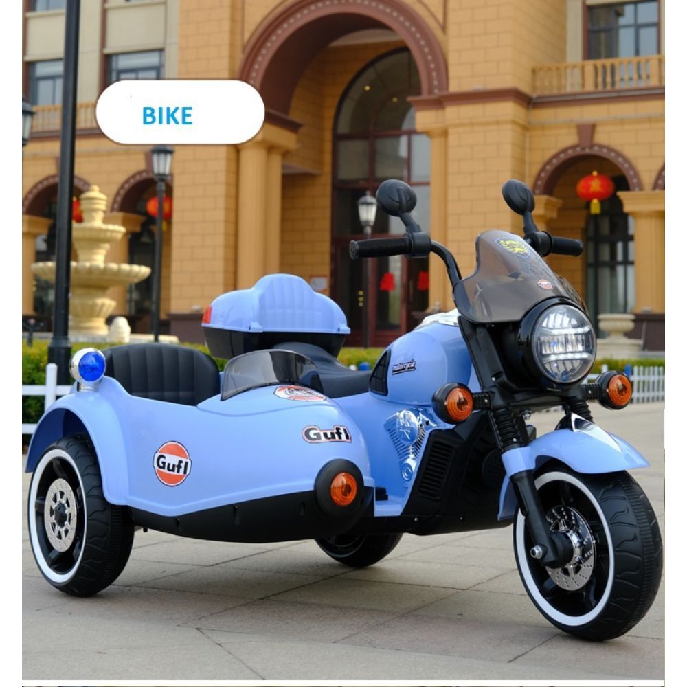 Myts - Electric 2 seater Motorcycle W/ Side Car for Kids - Blue