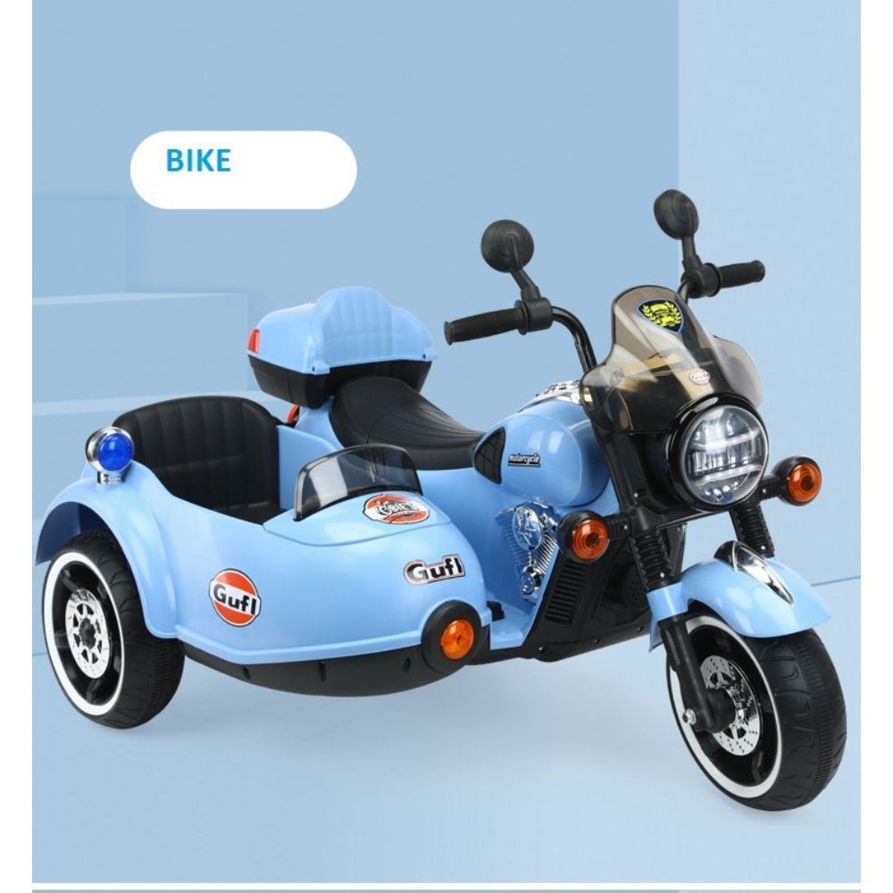 Myts - Electric 2 seater Motorcycle W/ Side Car for Kids - Blue