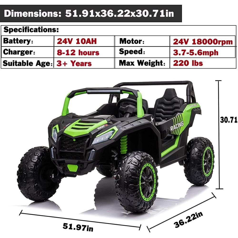 ميتس - دراجة ديون باجي بكرسيين - 4×4 - 24 فولت - أخضر