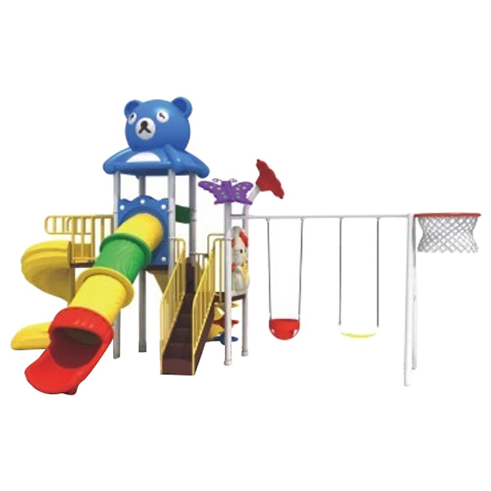 Myts - Tube Slide Teddy Top For Kids With Basketball Hoop