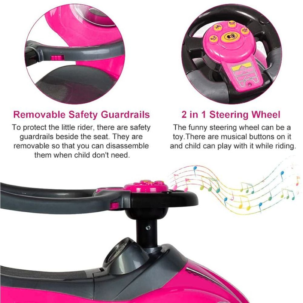 Myts - Canopy 3-In-1 Ride On Push Car W/ Sun Visor - Pink